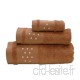 Pois Serviettes de bain – 3 pièces – Drap de bain + serviette + serviette de visage – W/Beige/marron - B01F447A7M